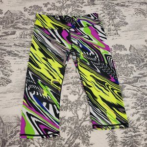 Fabletics Capri Black/Yellow/Pink Workout Pants Size Small EUC